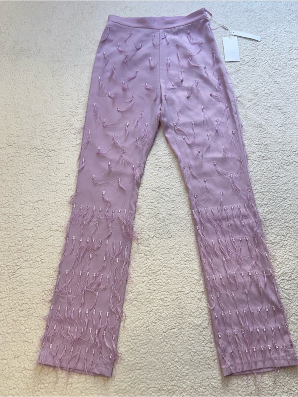 NWT Lisa Maree Wild Love Real Feather Pant in Lilac Size Small $295 - Picture 3 of 13